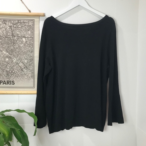 Lane Bryant Black Ribbed Lightweight Sweater Top - Picture 5 of 8
